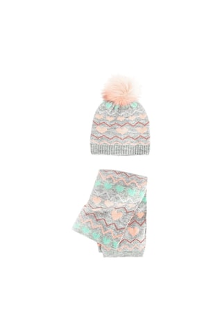 Bonnet - Gris chiné et rose