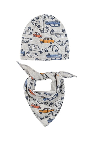 Bonnet et foulard Gris clair chiné