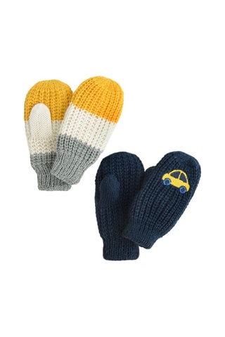 2 paires de moufles - Multicolore