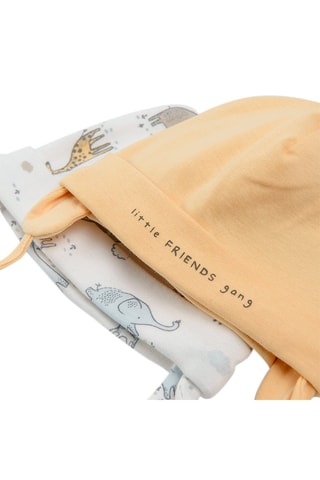 2 bonnets aviateurs en coton biologique - Blanc et jaune