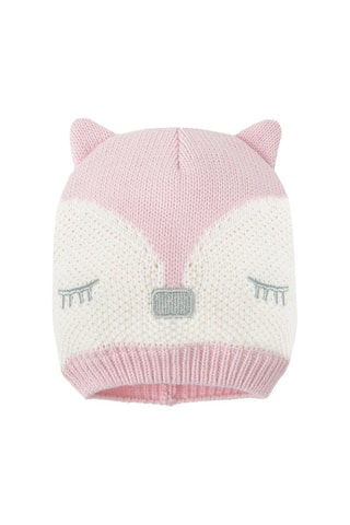 Bonnet à oreilles - Rose et blanc