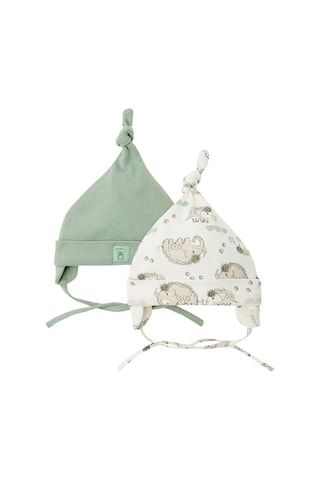 2 bonnets aviateurs - Vert menthe et blanc