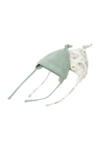 2 bonnets aviateurs - Vert menthe et blanc