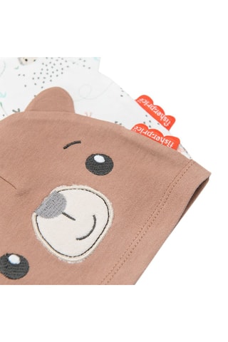 2 bonnets à oreilles en coton biologique Winnie l’Ourson Disney - Marron et blanc
