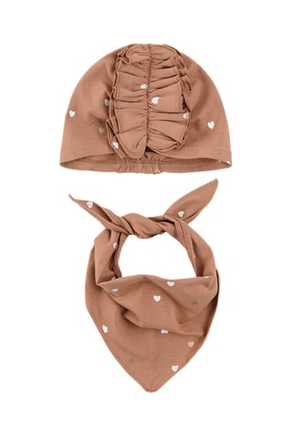 Bonnet et foulard Marron