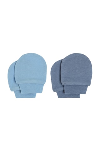 2 paires de moufles en coton biologique - Bleu