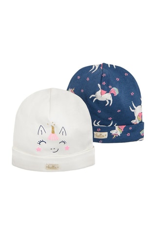 2 bonnets Blanc et bleu marine