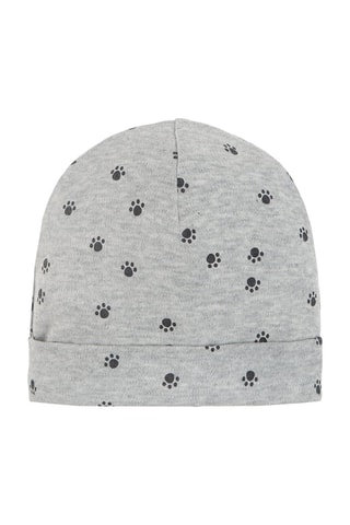 2 bonnets en coton biologique Gris clair chiné et blanc