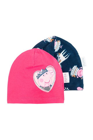 2 bonnets Peppa Pig Fuchsia et bleu marine