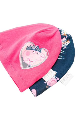 2 bonnets Peppa Pig Fuchsia et bleu marine