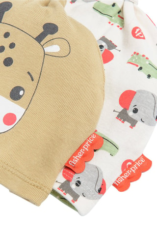 2 bonnets noués Fisher Price Marron clair et écru