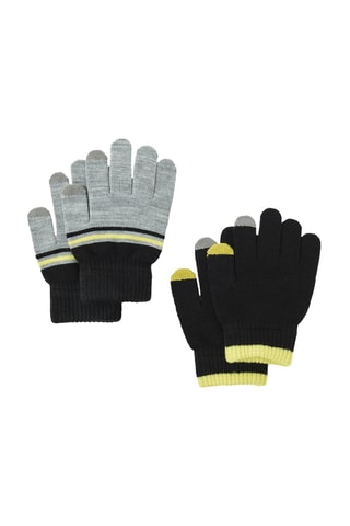 2 paires de gants - Gris clair chiné et noir