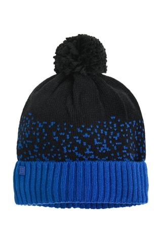 Bonnet à pompon et snood - Noir et bleu roi