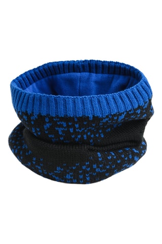 Bonnet à pompon et snood - Noir et bleu roi