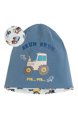 Bonnet réversible - Bleu cobalt et gris chiné
