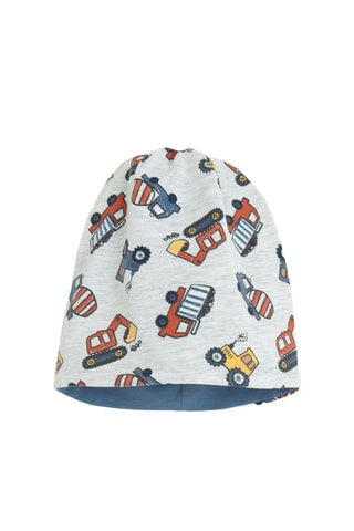 Bonnet réversible - Bleu cobalt et gris chiné