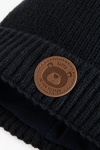Bonnet à pompon - Noir