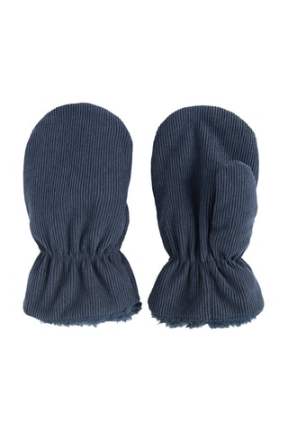 Bonnet aviateur à oreilles et gants en velours - Bleu marine