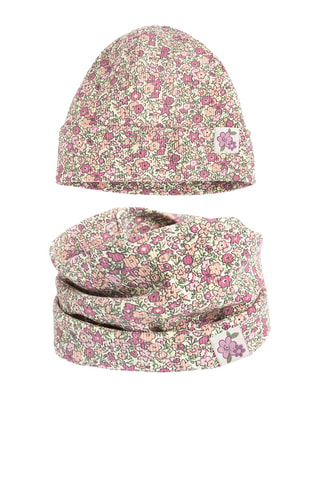 Bonnet et snood - Rose et blanc
