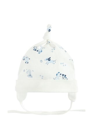 2 bonnets noués - Blanc et ciel
