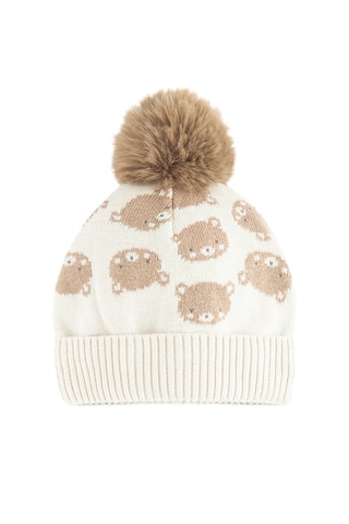 Bonnet à pompon - Beige