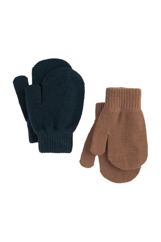 2 paires de moufles - Bleu marine et marron