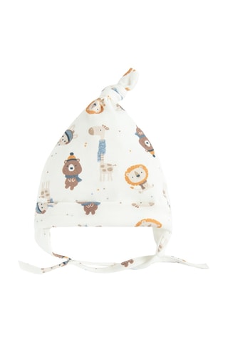 2 bonnets noués - Blanc et ciel