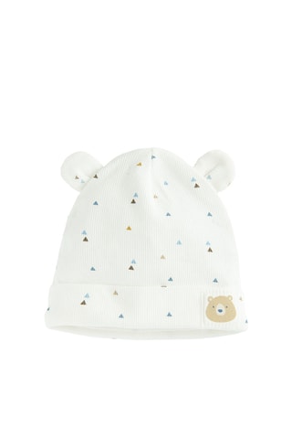 2 bonnets à oreilles - Beige et blanc