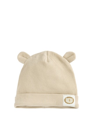 2 bonnets à oreilles - Beige et blanc
