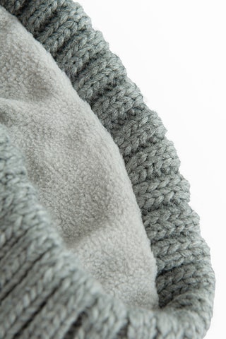 Bonnet à pompon - Gris chiné