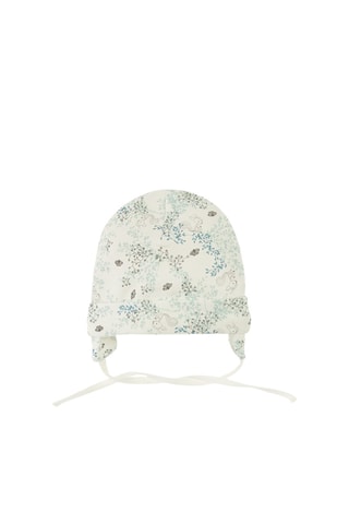 2 bonnets en coton biologique - Blanc et beige