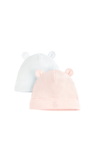 2 bonnets - Rose clair et ciel