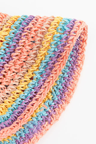Chapeau de paille - Turquoise et violet