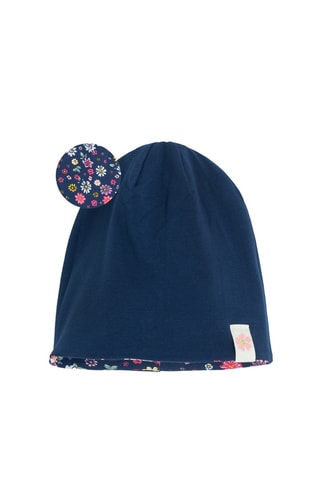 Bonnet réversible - Bleu marine et fuchsia