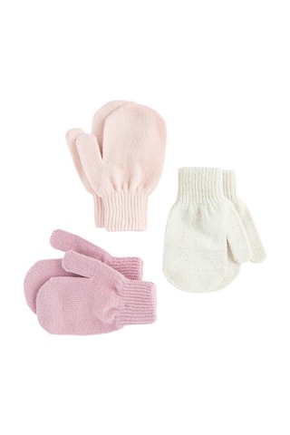 3 paires de moufles - Rose et blanc