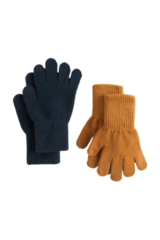 2 paires de gants - Bleu marine et moutarde