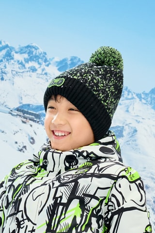 Bonnet à pompon et snood - Noir