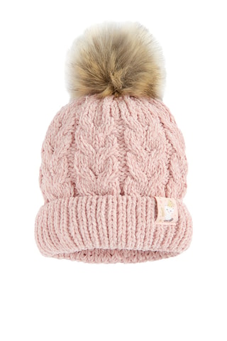 Bonnet à pompon - Rose