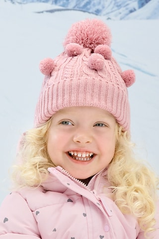 Bonnet à pompon - Rose