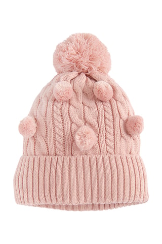 Bonnet à pompon - Rose