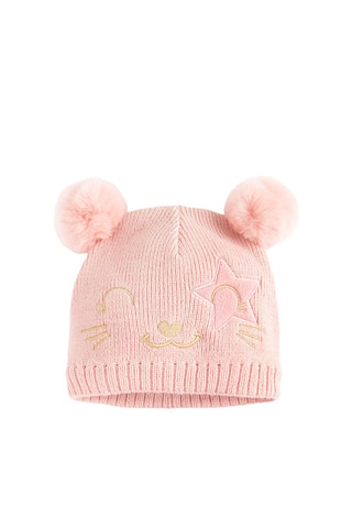 Bonnet et plastron - Rose poudré