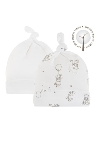 2 bonnets noués en coton biologique Winnie l'Ourson Disney - Blanc