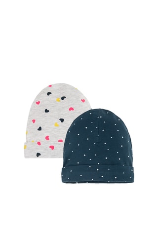 2 bonnets - Gris clair et bleu pétrole