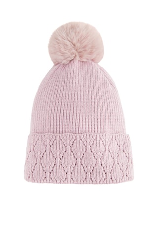 Bonnet à pompon - Rose