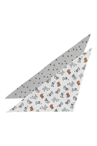 2 foulards en coton biologique - Gris chiné et blanc