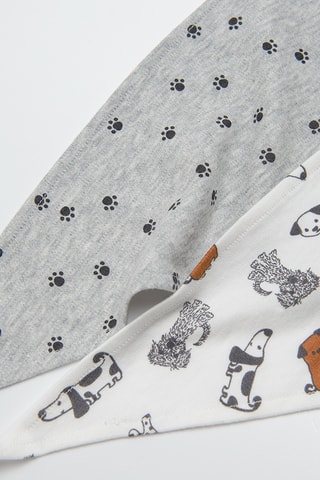 2 foulards en coton biologique - Gris chiné et blanc