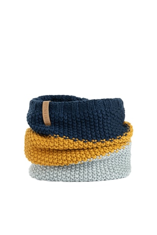 Snood - Bleu marine et moutarde