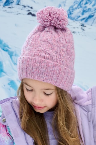Bonnet à pompon - Rose chiné