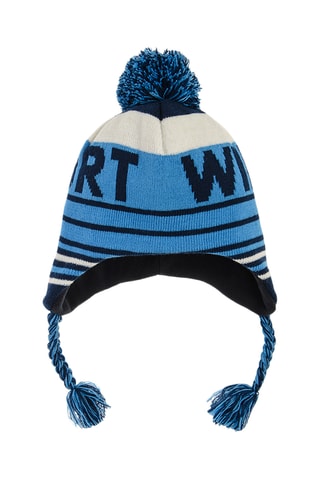 Bonnet aviateur à pompon - Bleu roi