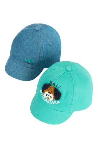 2 casquettes - bBleu marine et turquoise